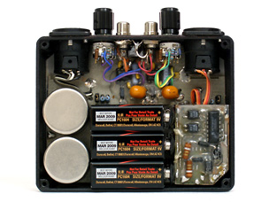 Photo of MP-2 preamp from directly
                    above, with top cover removed