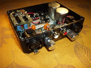 A photo of the MP-2 preamp with the top                    removed